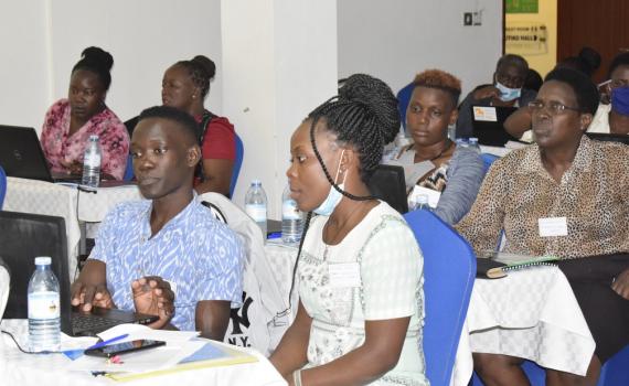 Public librarians in Uganda attending a training of trainers workshop, focused on ICT training. 